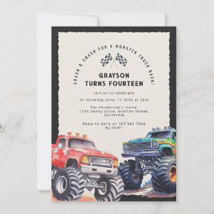 Einladung zur Monster-Truck-Geburtstagsfeier