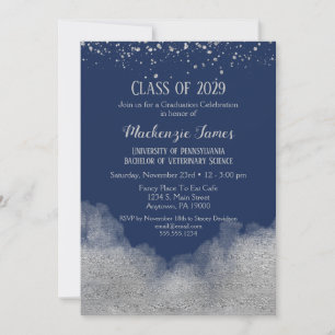 Einladung zur Navy Blue Silver Graduation Party