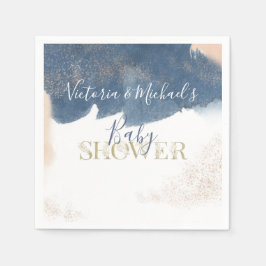 Einladung zur Navy Blush Gold Baby Reveal Dusche Serviette