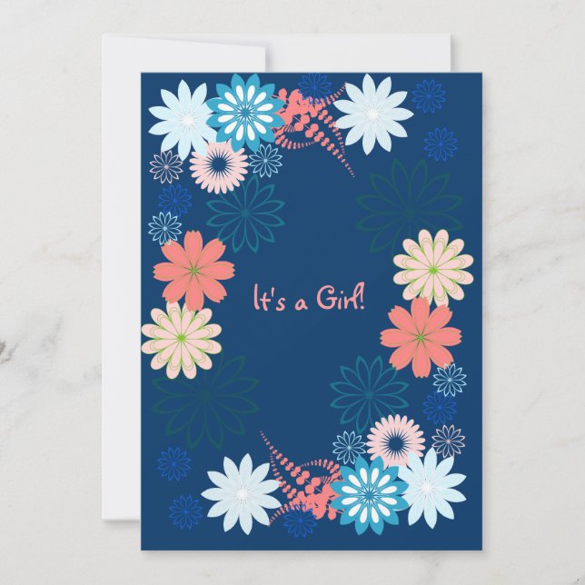 Einladung zur Navy Floral Baby Dusche (Vorderseite)