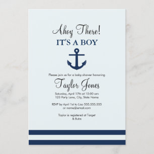 Einladung zur Navy Nautical Anchor Baby Shower