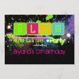 Einladung zur Neon-Malparty mit Leuchtfarbe
