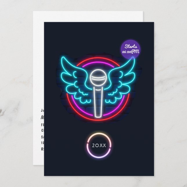 Einladung zur Neonmikrofone-Graduationspartei (Vorne/Hinten)