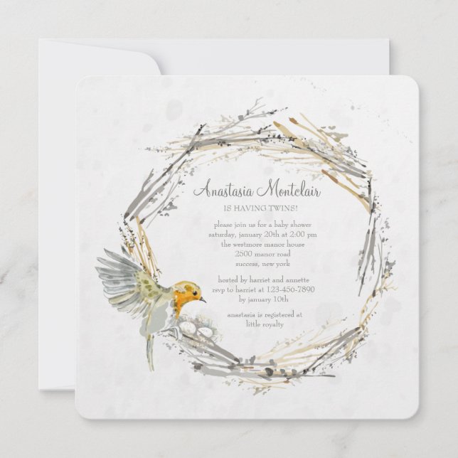 Einladung zur Nestdusche von Twin (Vorderseite)