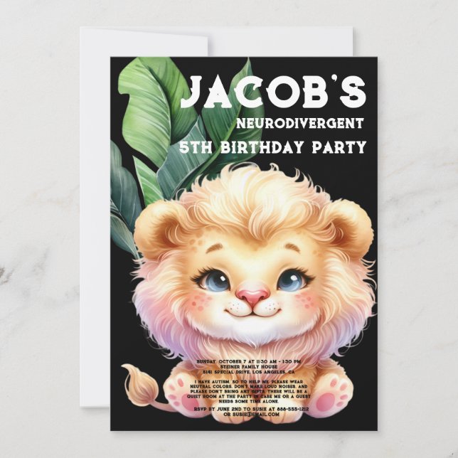 Einladung zur Neurodivergent Autistic Birthday Par (Vorderseite)