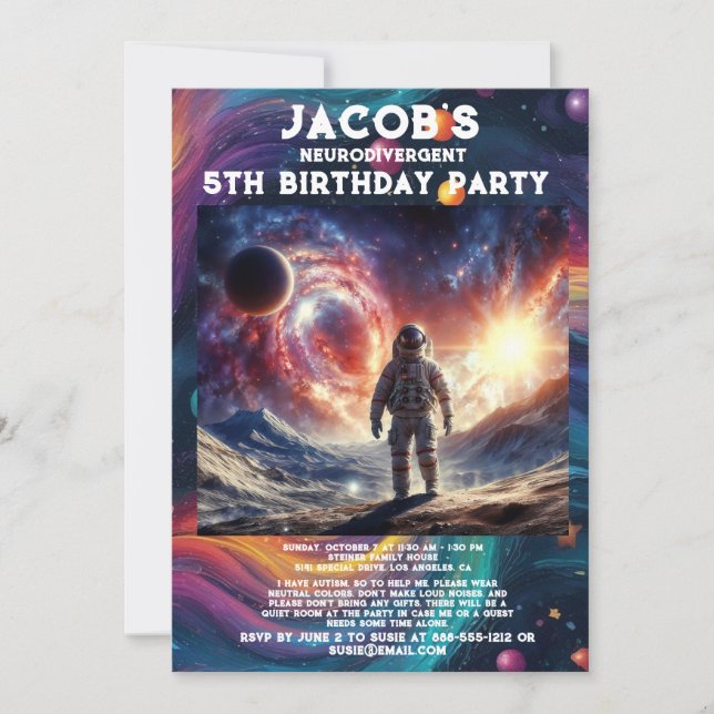 Einladung zur Neurodivergent Autistic Birthday Par (Vorderseite)