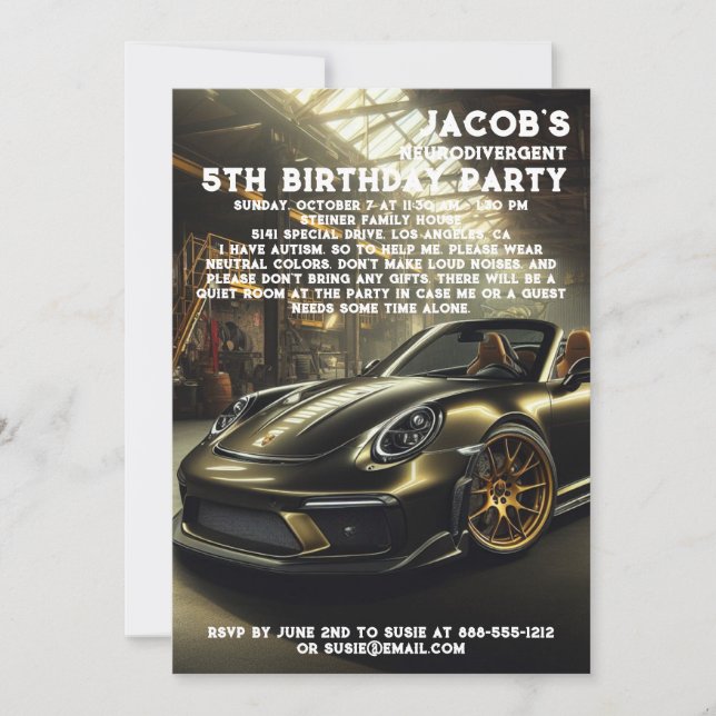 Einladung zur Neurodivergent Autistic Birthday Par (Vorderseite)