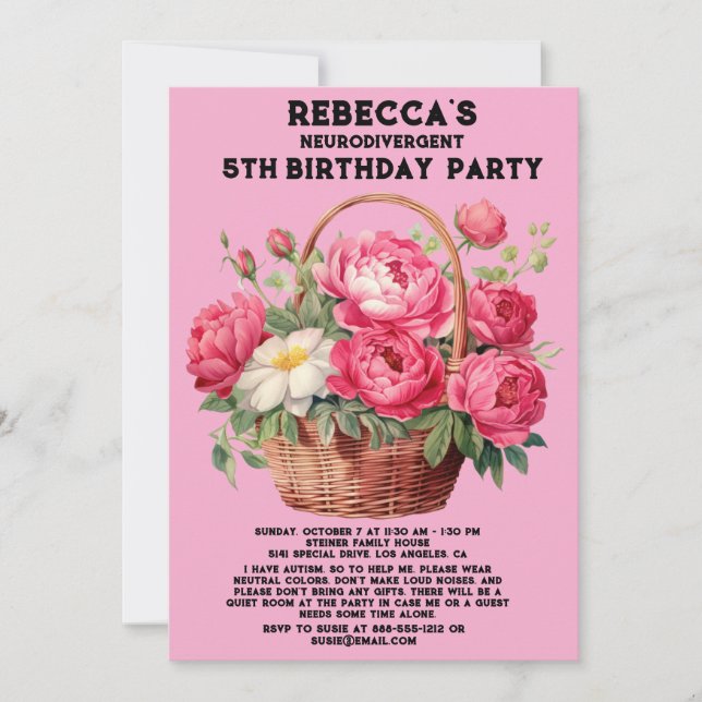 Einladung zur Neurodivergent Autistic Birthday Par (Vorderseite)