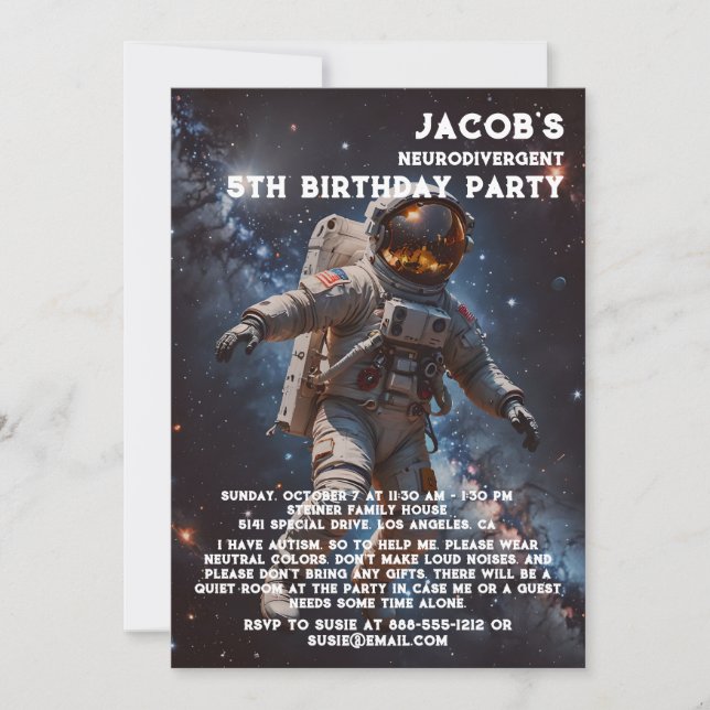 Einladung zur Neurodivergent Autistic Birthday Par (Vorderseite)