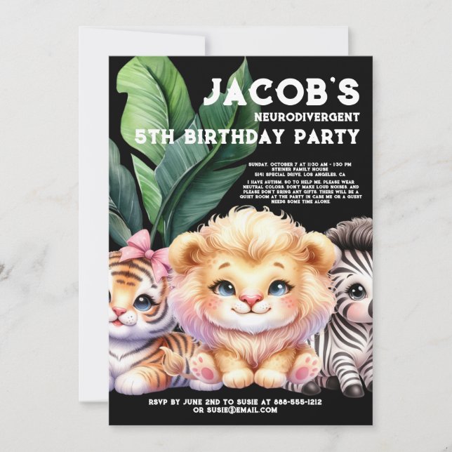 Einladung zur Neurodivergent Autistic Birthday Par (Vorderseite)