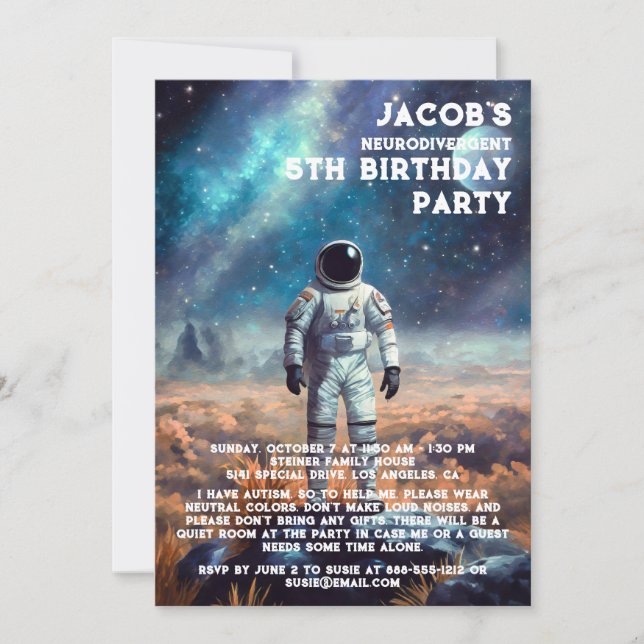 Einladung zur Neurodivergent Autistic Birthday Par (Vorderseite)