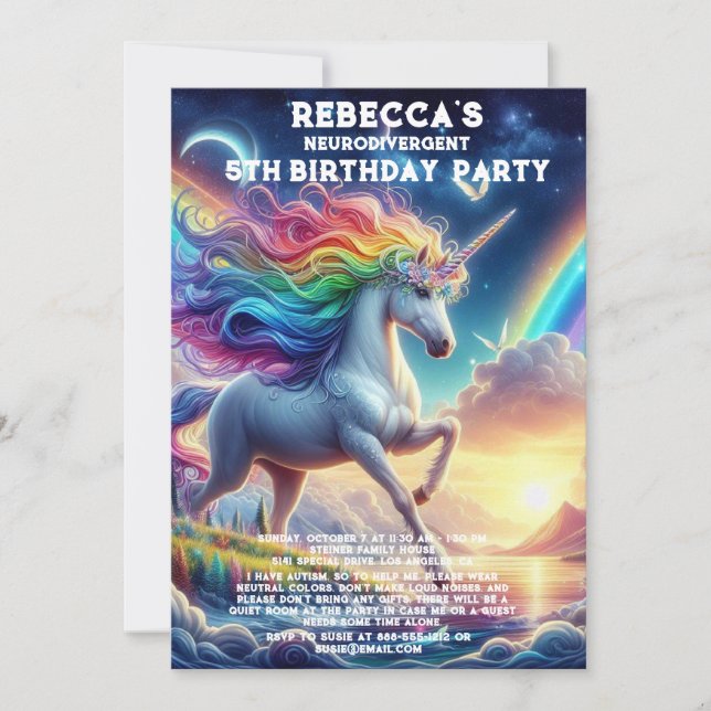 Einladung zur Neurodivergent Autistic Birthday Par (Vorderseite)