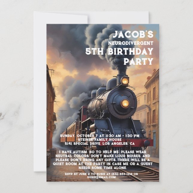 Einladung zur Neurodivergent Autistic Birthday Par (Vorderseite)