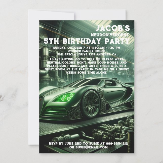 Einladung zur Neurodivergent Autistic Birthday Par (Vorderseite)