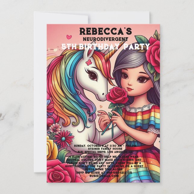 Einladung zur Neurodivergent Autistic Birthday Par (Vorderseite)
