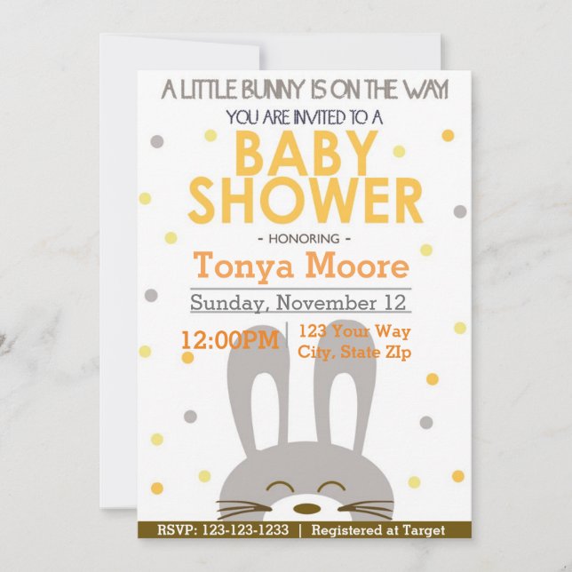 Einladung zur neutralen Babydusche (Vorderseite)