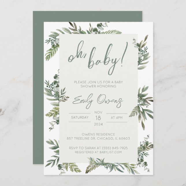 Einladung zur neutralen Babydusche (Vorne/Hinten)