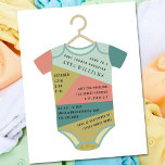 Einladung zur neutralen Babydusche im Farbblock Bo<br><div class="desc">Ein Babyduschthema mit einer Abbildung eines mehrfarbigen Babykarosserieanzugs auf einem Kleiderbügel. Passen Sie den Text mit den Details Ihrer Veranstaltung an.</div>