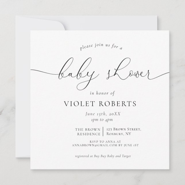 Einladung zur neutralen Kinderdusche für Kalligraf (Vorderseite)