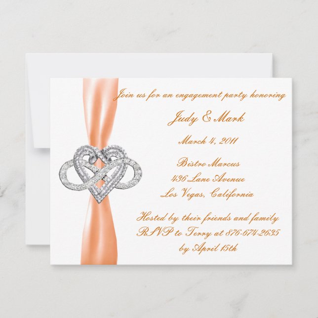 Einladung zur Orange Infinity Heart Engagement Par (Vorderseite)