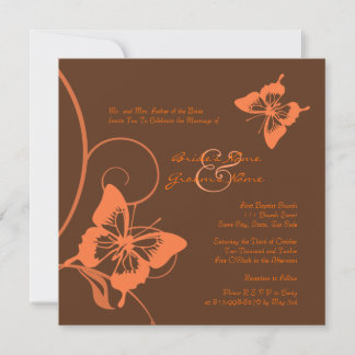 Einladung zur Orangen- und Braunbutterfly-Hochzeit