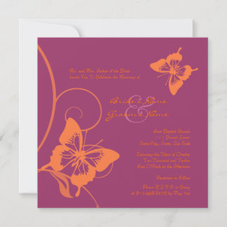Einladung zur Orangen und Lila Butterfly-Hochzeit