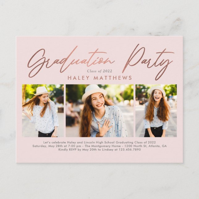 Einladung zur Party-Abschlussfeier Postkarte (Vorderseite)