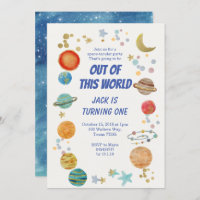 Einladung zur Party des Sonnensystems Wasserfarbe 