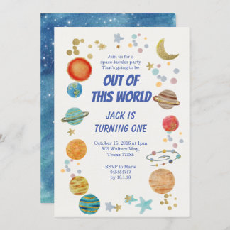 Einladung zur Party des Sonnensystems Wasserfarbe 