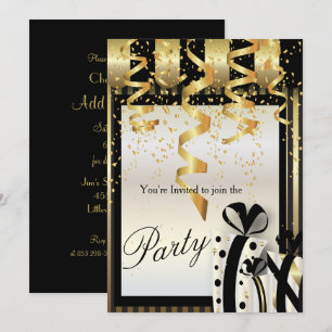 Einladung zur Party-Feier in Gold & Schwarz