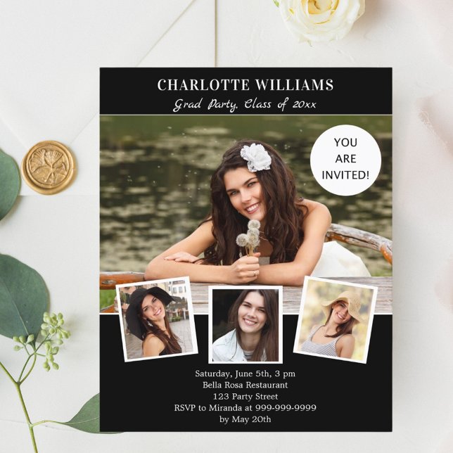 Einladung zur Party für Schwarz-weiße Fotos (Von Creator hochgeladen)