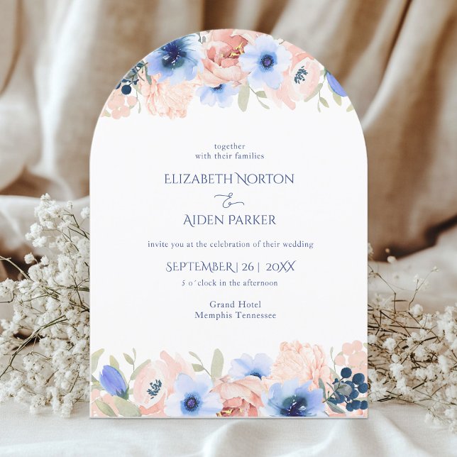 Einladung zur Peach Blue Wedding Collection (Peach Blue Arch Wedding Collection Invitation)