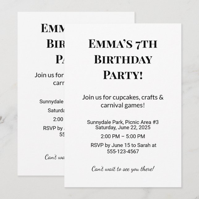 Einladung zur personalisierten Geburtstagspartei (Vorne/Hinten)