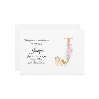 Einladung zur personalisierten Pony Girl Monogram-