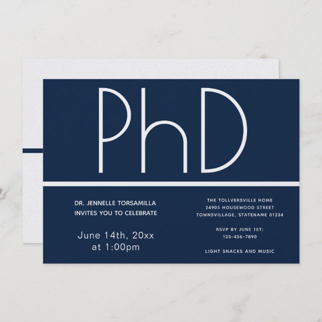 Einladung zur PhD Blue White Graduation Party (Vorne/Hinten)