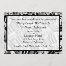Einladung zur Piano Engagement Party Schwarz-Weiß