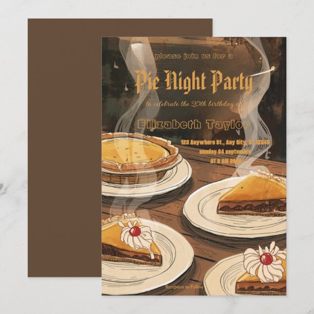 Einladung zur Pie-Sharing-Night-Party – Süß & Gemü (Vorne/Hinten)
