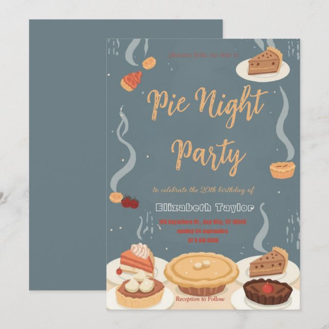 Einladung zur Pie-Sharing-Night-Party – Süß & Gemü (Vorne/Hinten)