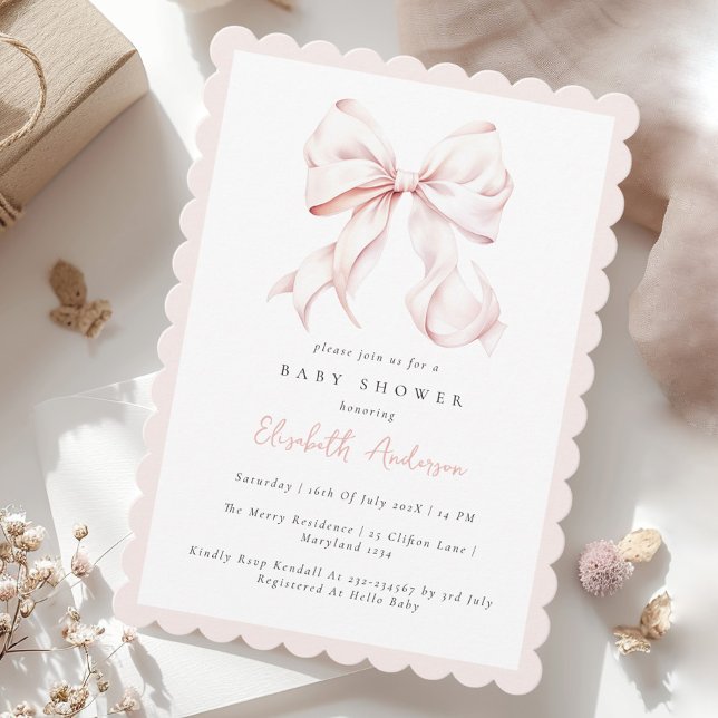 Einladung zur Pink Bow Baby Dusche (Von Creator hochgeladen)