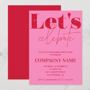 Einladung zur Pink Business-Party. Lasst uns feier