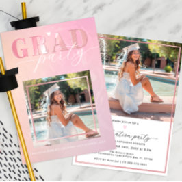 Einladung zur Pink Heart Script Graduation Party