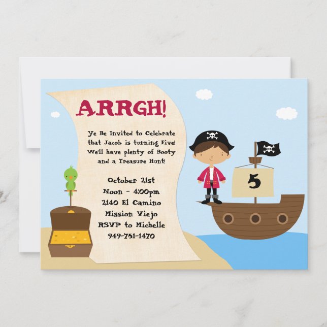 Einladung zur Pirate Birthday Party (Vorderseite)