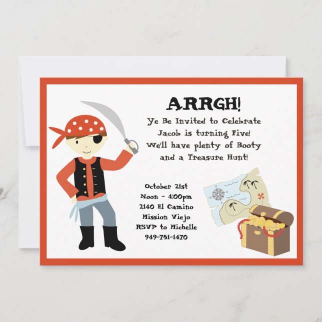 Einladung zur Pirate Birthday Party (Vorderseite)