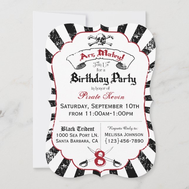 Einladung zur Pirate Birthday Party (Vorderseite)