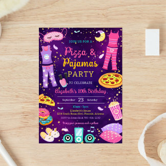 Einladung zur Pizza-Pyjama-Schlafparty-Geburtstags