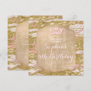 Einladung zur Prinzessin-Geburtstagsfeier Pink Ros