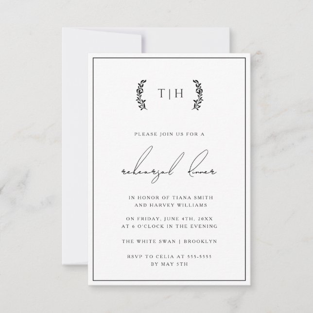 Einladung zur Probe des Wreath Monogram (Vorderseite)