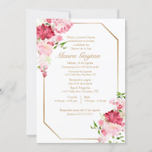 Einladung zur Quinceañera mit rosa Rahmen