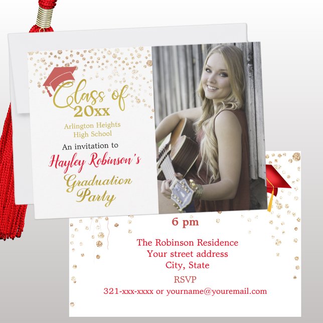 Einladung zur Red Cap Foto Graduation Party (Von Creator hochgeladen)