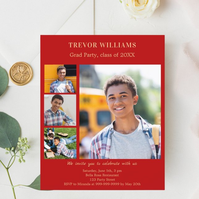 Einladung zur Red Foto Graduation Party (Von Creator hochgeladen)